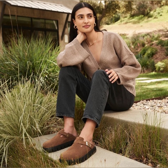 Birkenstock Shoes - Birkenstock Papillio Boston Chunky Suede Leather Dark Tea Brown Size 39 Size 8